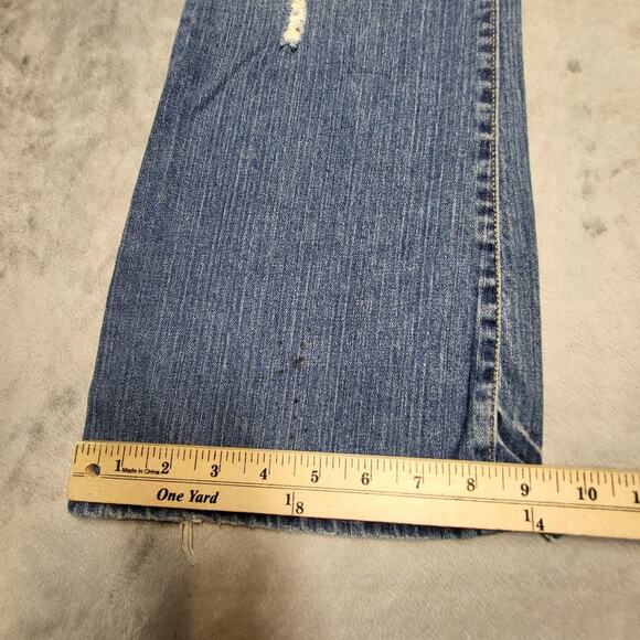 Old Navy Jeans Womens 8 Blue Flare Low Rise Distressed Stretch Paint Splatter - Picture 6 of 12